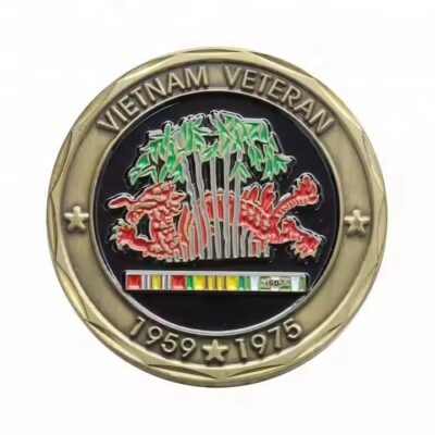 Custom antique 3D colorful metal coin with intricate design

