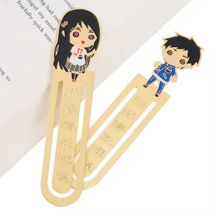 Custom brass soft enamel metal bookmark with colorful finish