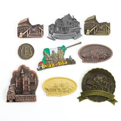Custom enamel metal fridge magnets with colorful designs and durable finish