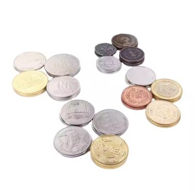 Custom double-sided stainless steel and brass gaming coin with detailed design
