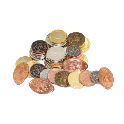Custom double-sided stainless steel and brass gaming coin with detailed design