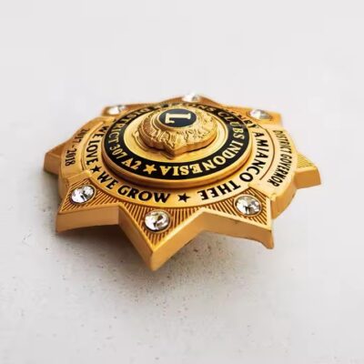 Custom Designed Metal Craft Badge with Detailed Logo and Glossy Finish