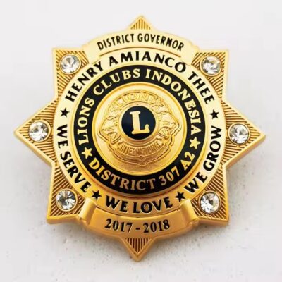 Custom Designed Metal Craft Badge with Detailed Logo and Glossy Finish