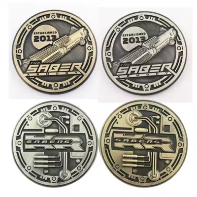 Custom designed challenge coin with detailed metal engraving