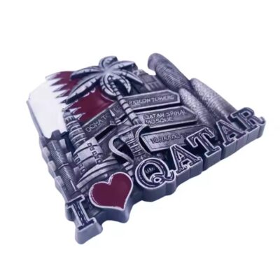 Custom Qatar metal fridge magnet with iconic Doha skyline and 3D city elements