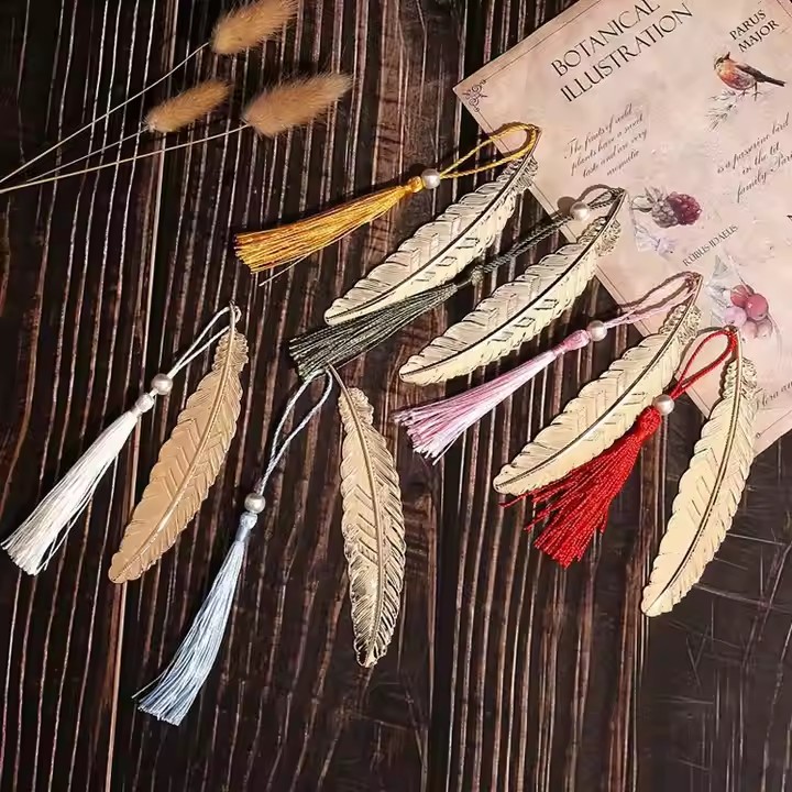 Personalized metal bookmark with decorative tassel, customizable design