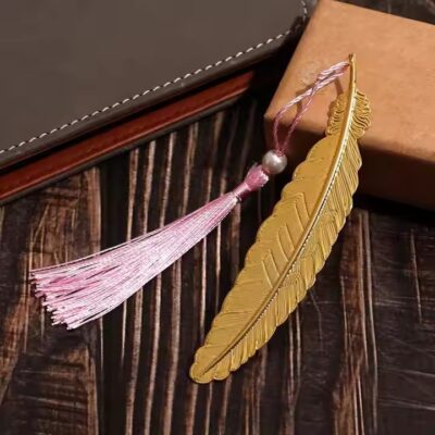 Personalized metal bookmark with decorative tassel, customizable design