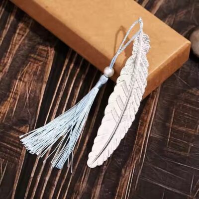Personalized metal bookmark with decorative tassel, customizable design