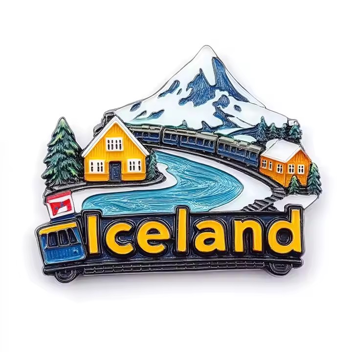 Custom high-quality Iceland souvenir metal fridge magnet