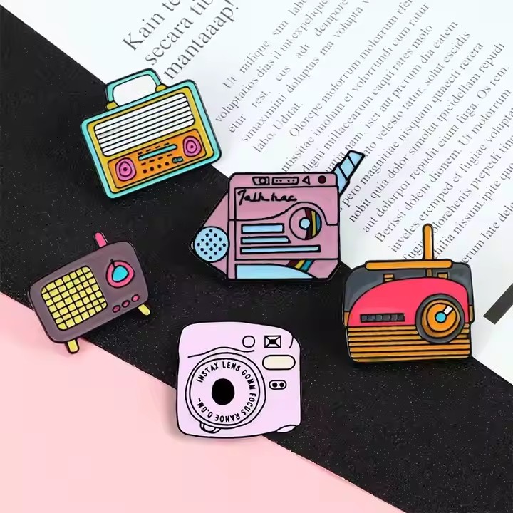 Custom cartoon enamel metal pin with logo design