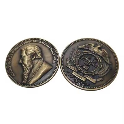 Custom brass Roman-style replica coin with antique finish