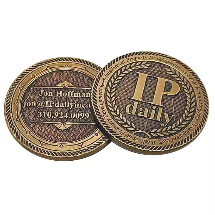 Custom brass Roman-style replica coin with antique finish
