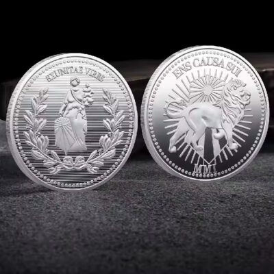 Custom metal coin for corporate business gifts with engraved logo