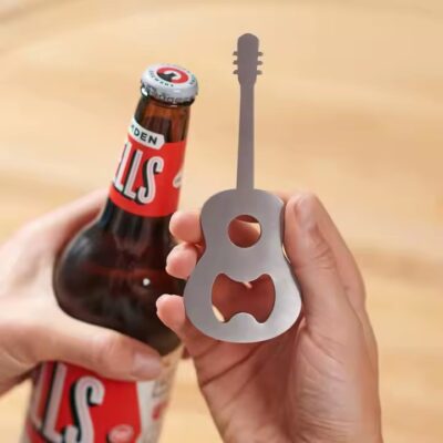 Stylish metal keychain bottle opener with sleek design
