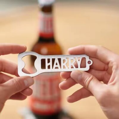 Stylish metal keychain bottle opener with sleek design