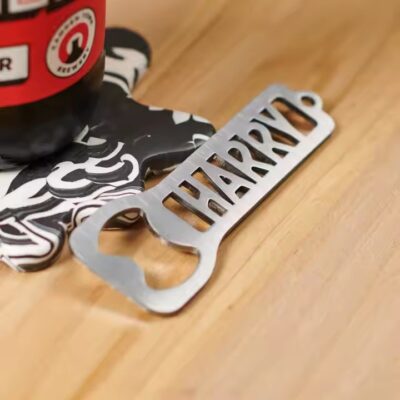 Stylish metal keychain bottle opener with sleek design