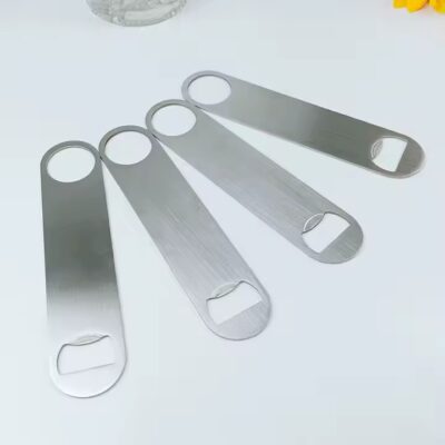 Durable stainless steel bottle opener with laser engraved logo