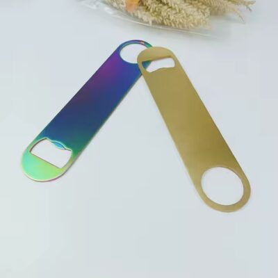 Durable stainless steel bottle opener with laser engraved logo