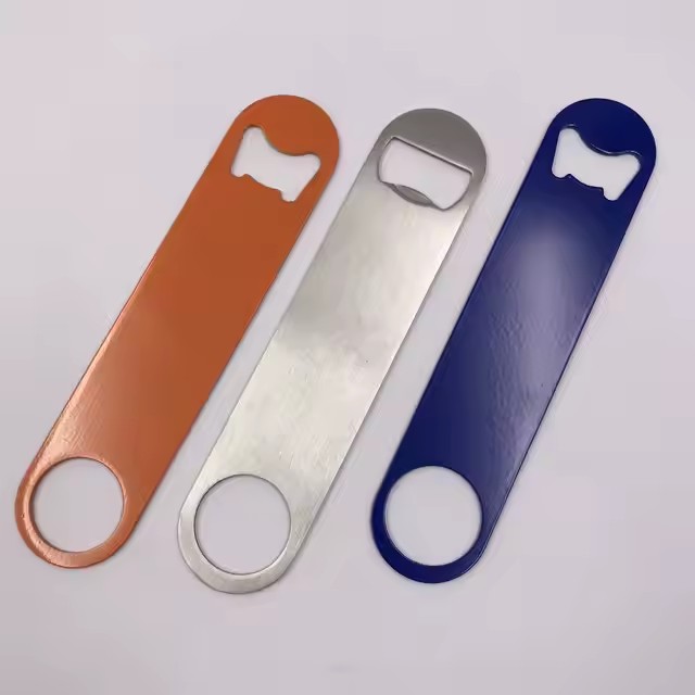 Stainless steel flat beer bottle opener with sleek metal design