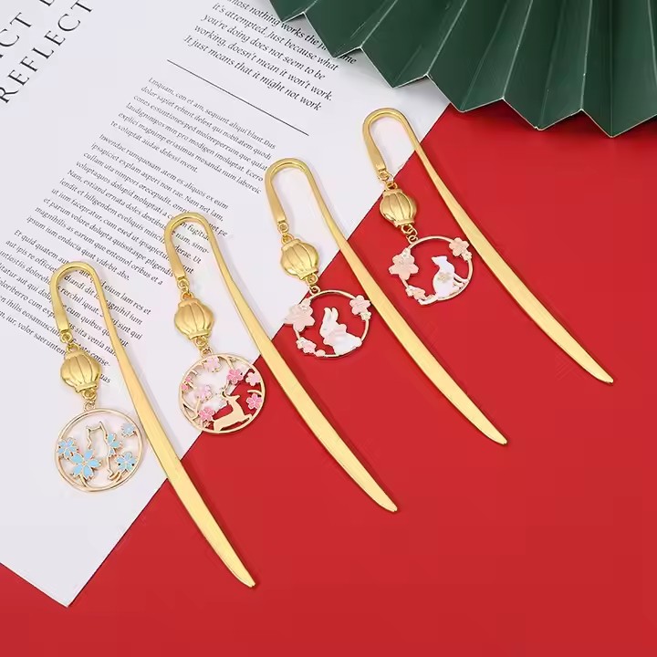 Cute cat animal enamel metal bookmark with colorful design