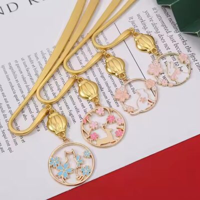 Cute cat animal enamel metal bookmark with colorful design