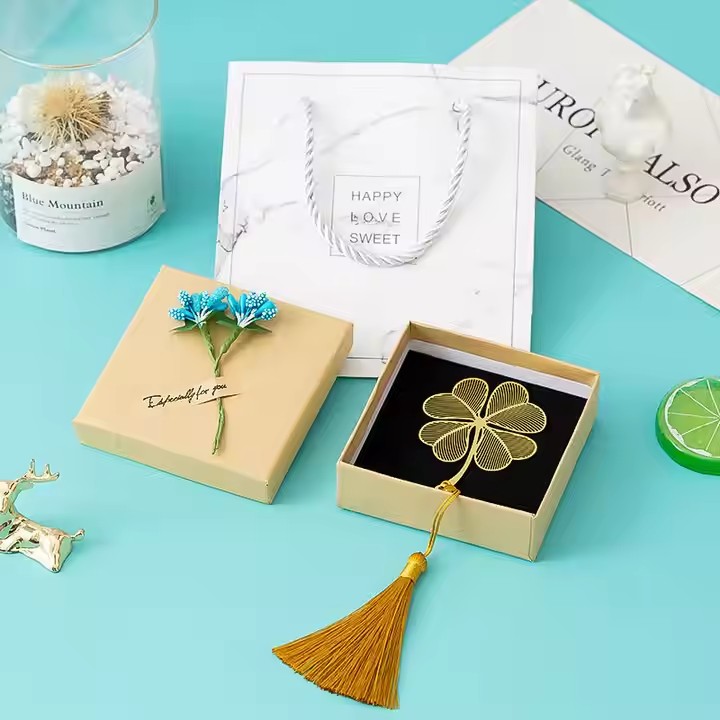Hollow metal bookmark with elegant tassel for gift and branding use